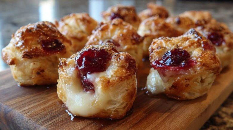 Cranberry Brie Puff Pastry Bites