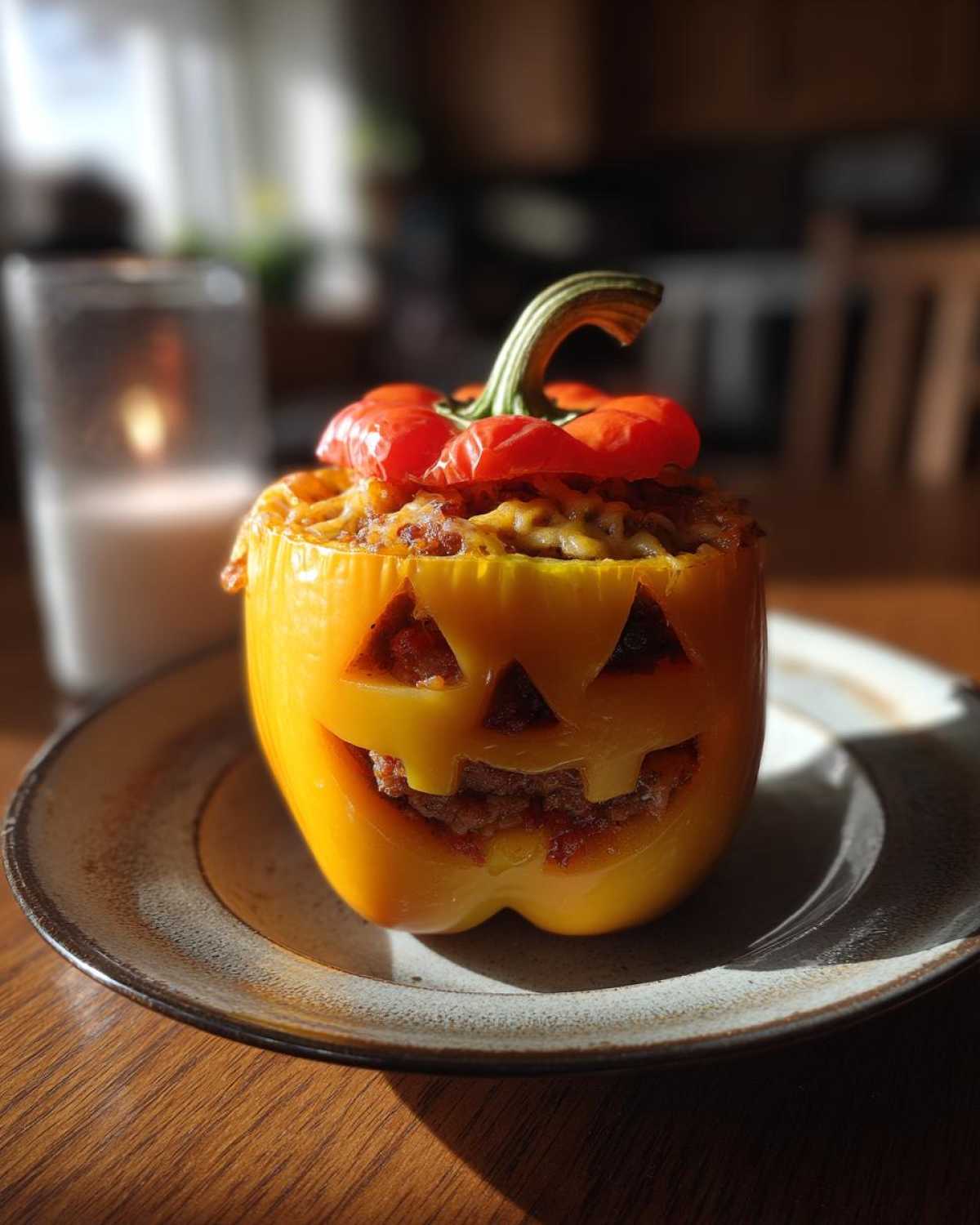 Jack-O'-Lantern Stuffed Peppers - detail 2