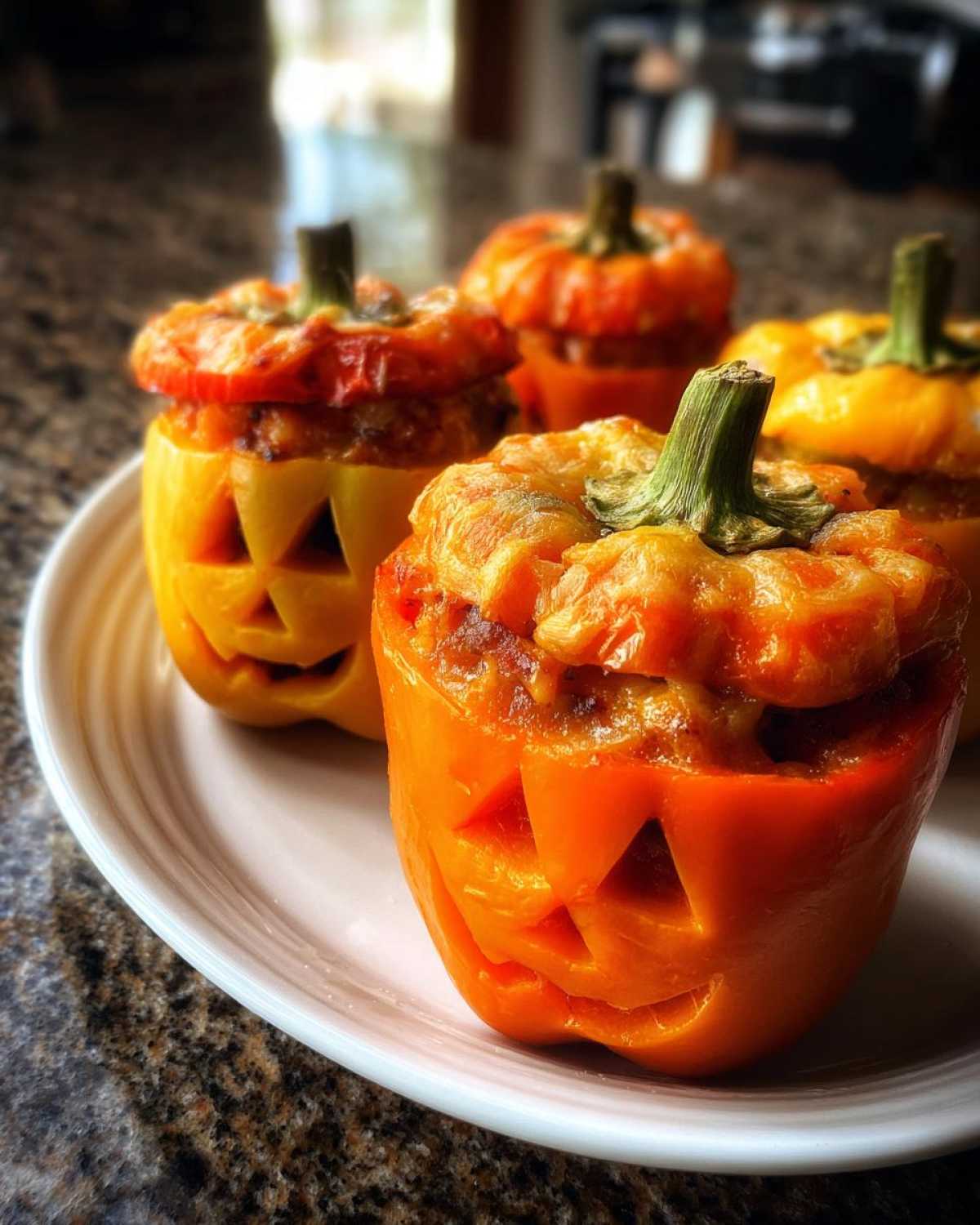 Jack-O'-Lantern Stuffed Peppers - detail 3