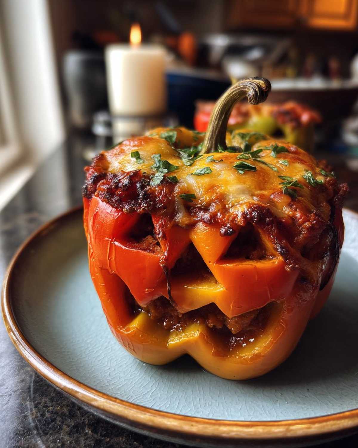 Jack-O'-Lantern Stuffed Peppers - detail 4