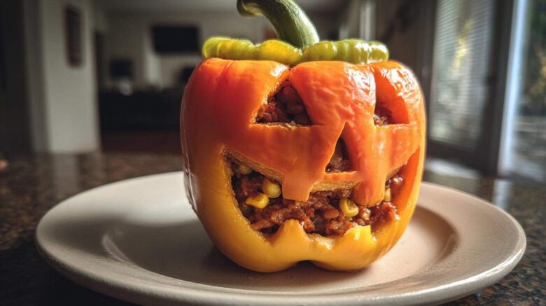 Jack-O'-Lantern Stuffed Peppers