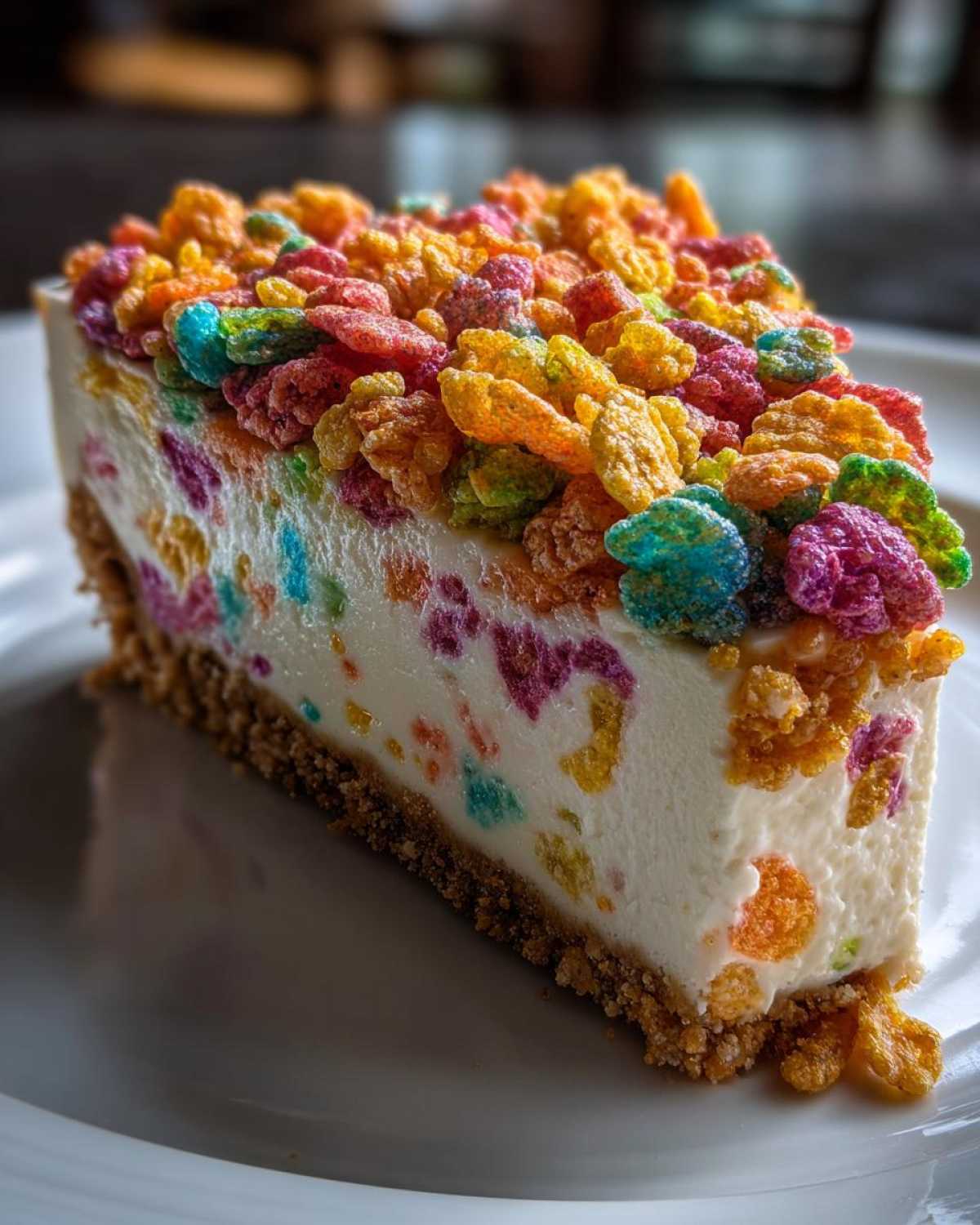 Fruity Pebbles No-Bake Cheesecake - detail 2
