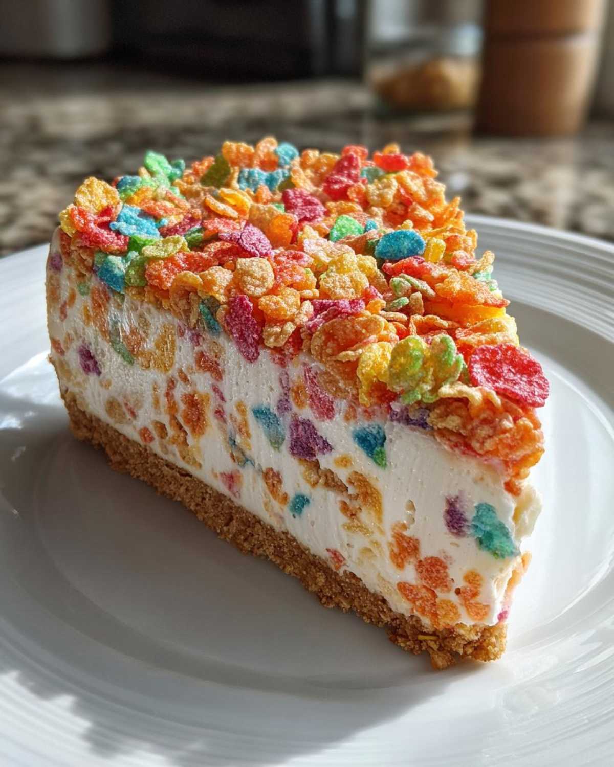 Fruity Pebbles No-Bake Cheesecake - detail 3