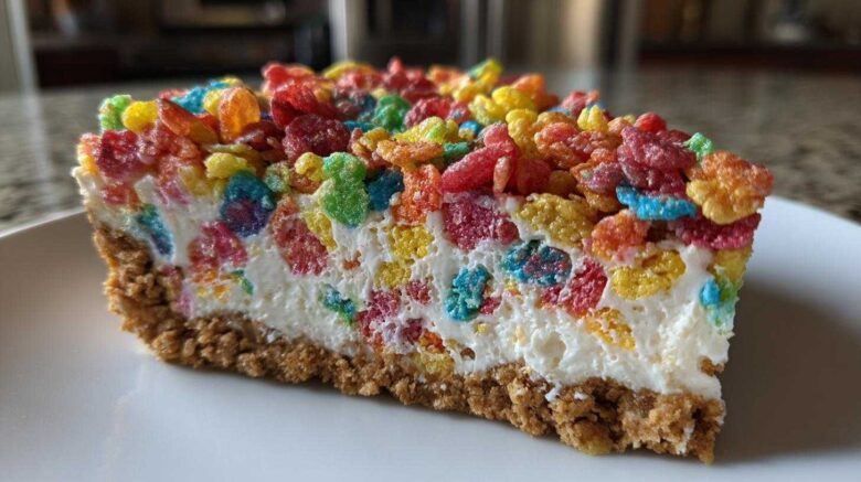Fruity Pebbles No-Bake Cheesecake