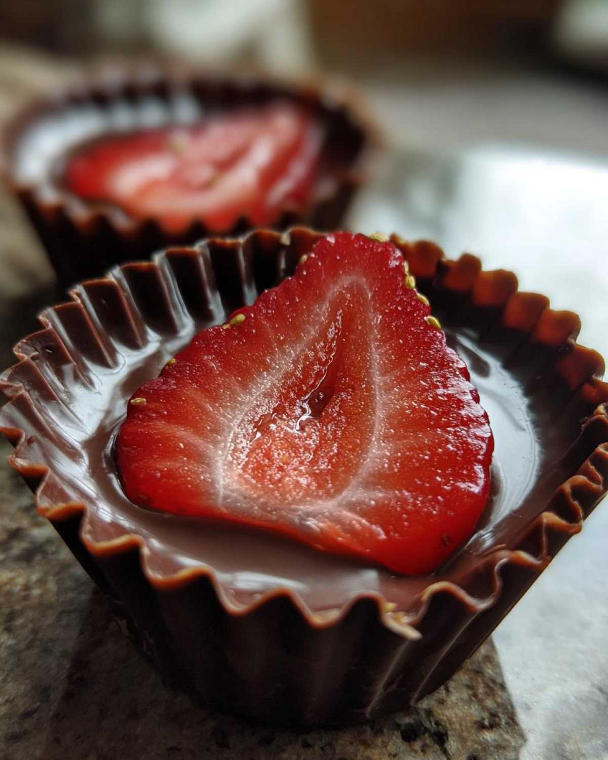 No Bake Chocolate Strawberry Cups - detail 2
