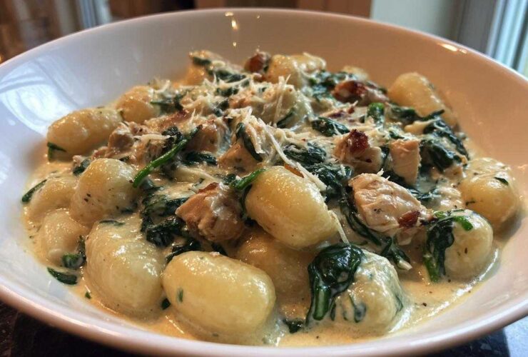 One Pot Creamy Spinach Chicken Gnocchi