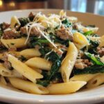One Pot Creamy Spinach Sausage Pasta