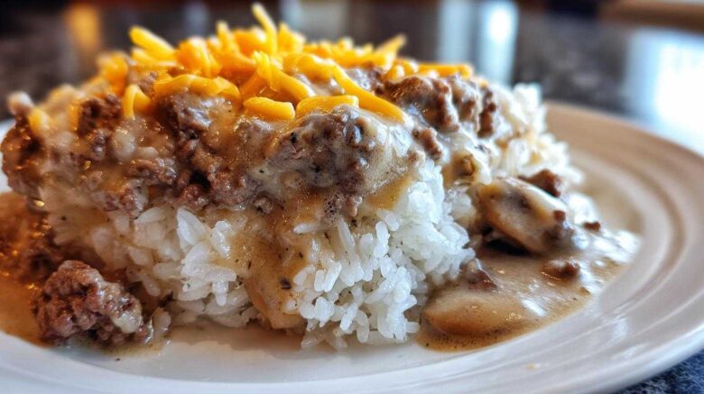 One Skillet Creamy Beef Rice