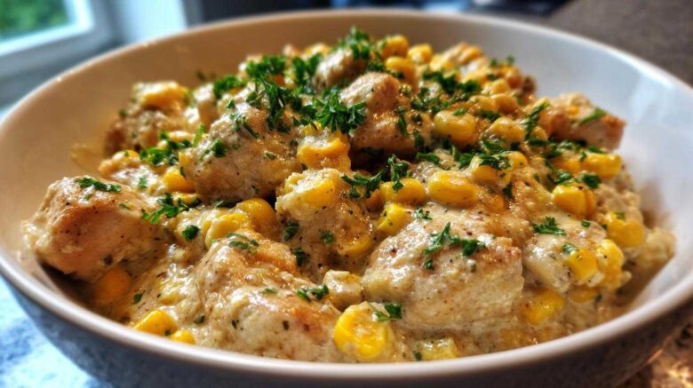 One Skillet Creamy Corn Chicken