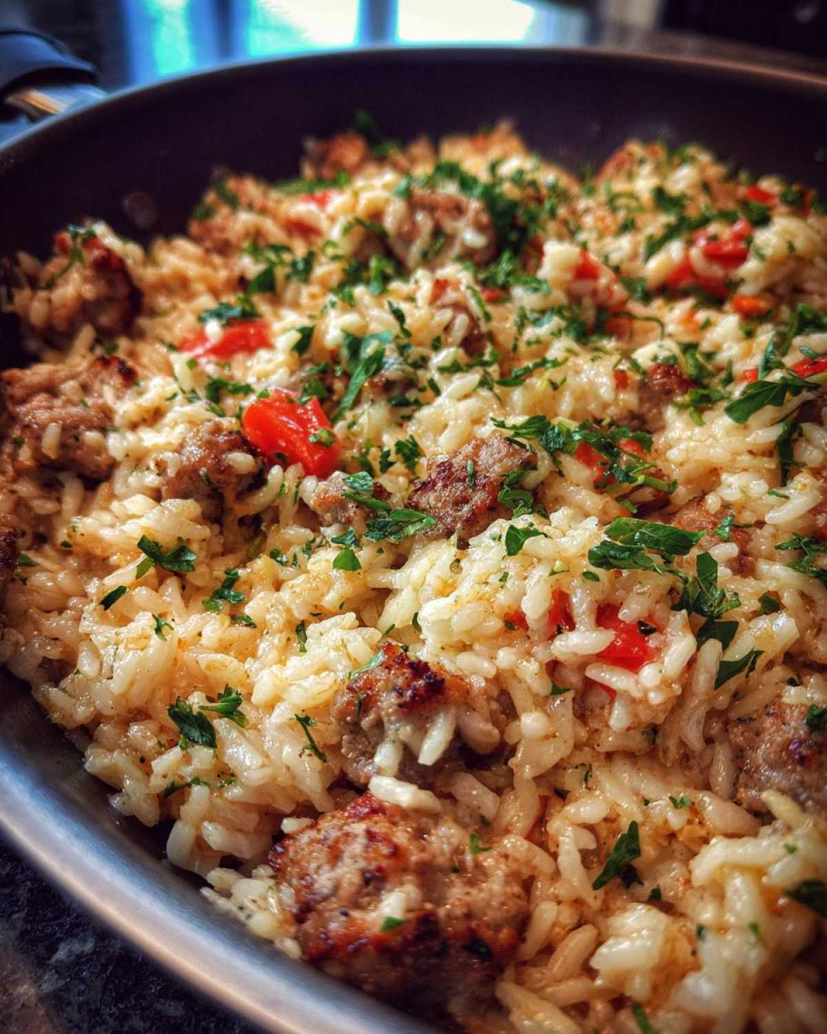 One Skillet Creamy Sausage Rice - detail 1