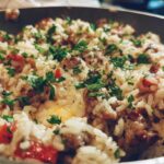 One Skillet Creamy Sausage Rice