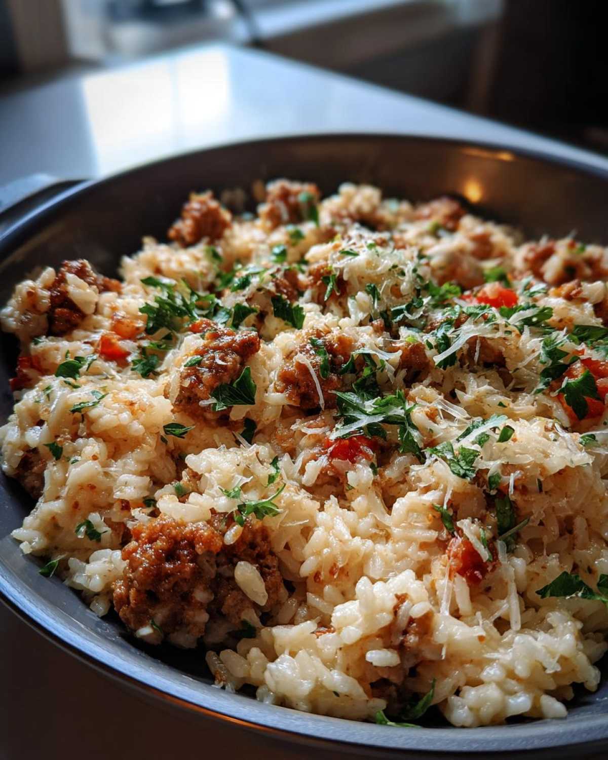 One Skillet Creamy Sausage Rice - detail 3