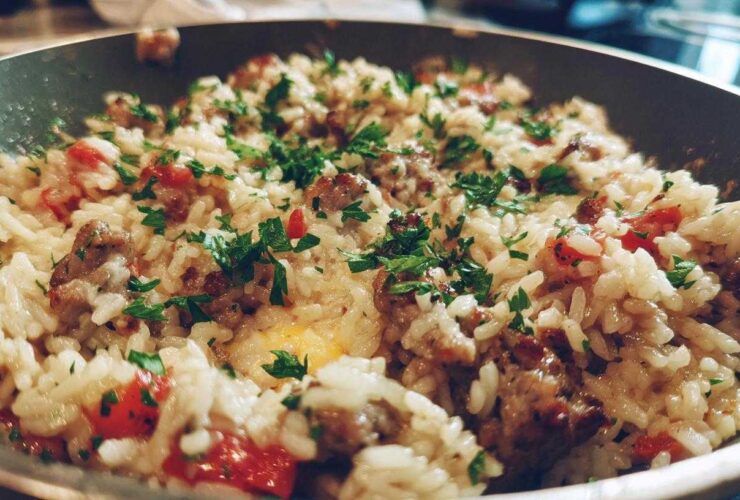 One Skillet Creamy Sausage Rice