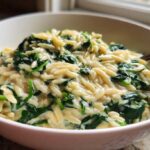 One Skillet Creamy Spinach Orzo