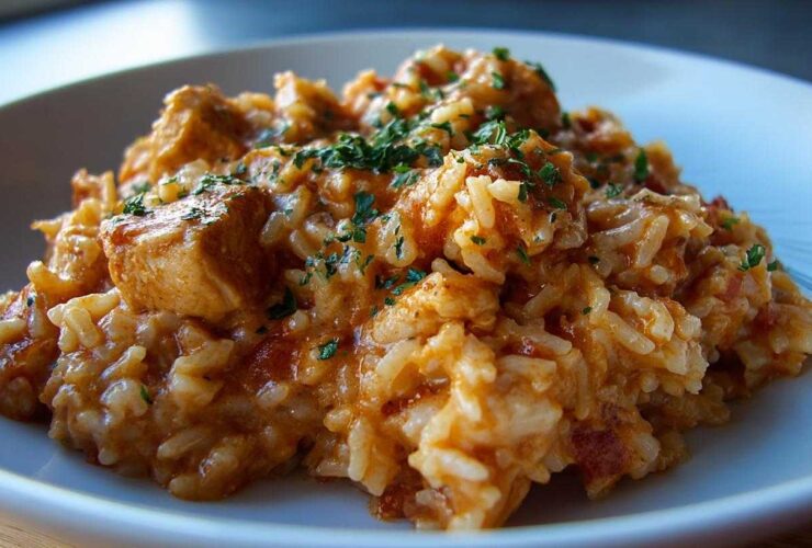 One Skillet Creamy Tomato Chicken Rice