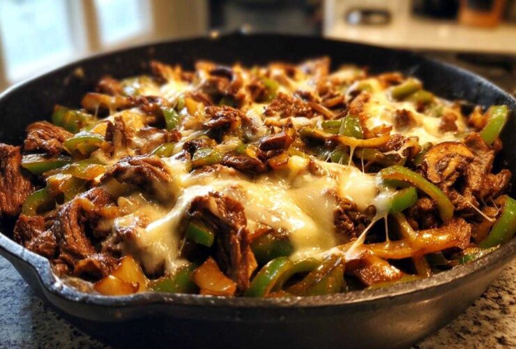 One Skillet Philly Cheesesteak