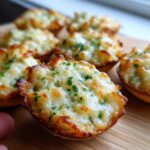 Close-up of baked Ritz Cheese Bites topped with melted, bubbly cheese and fresh parsley.